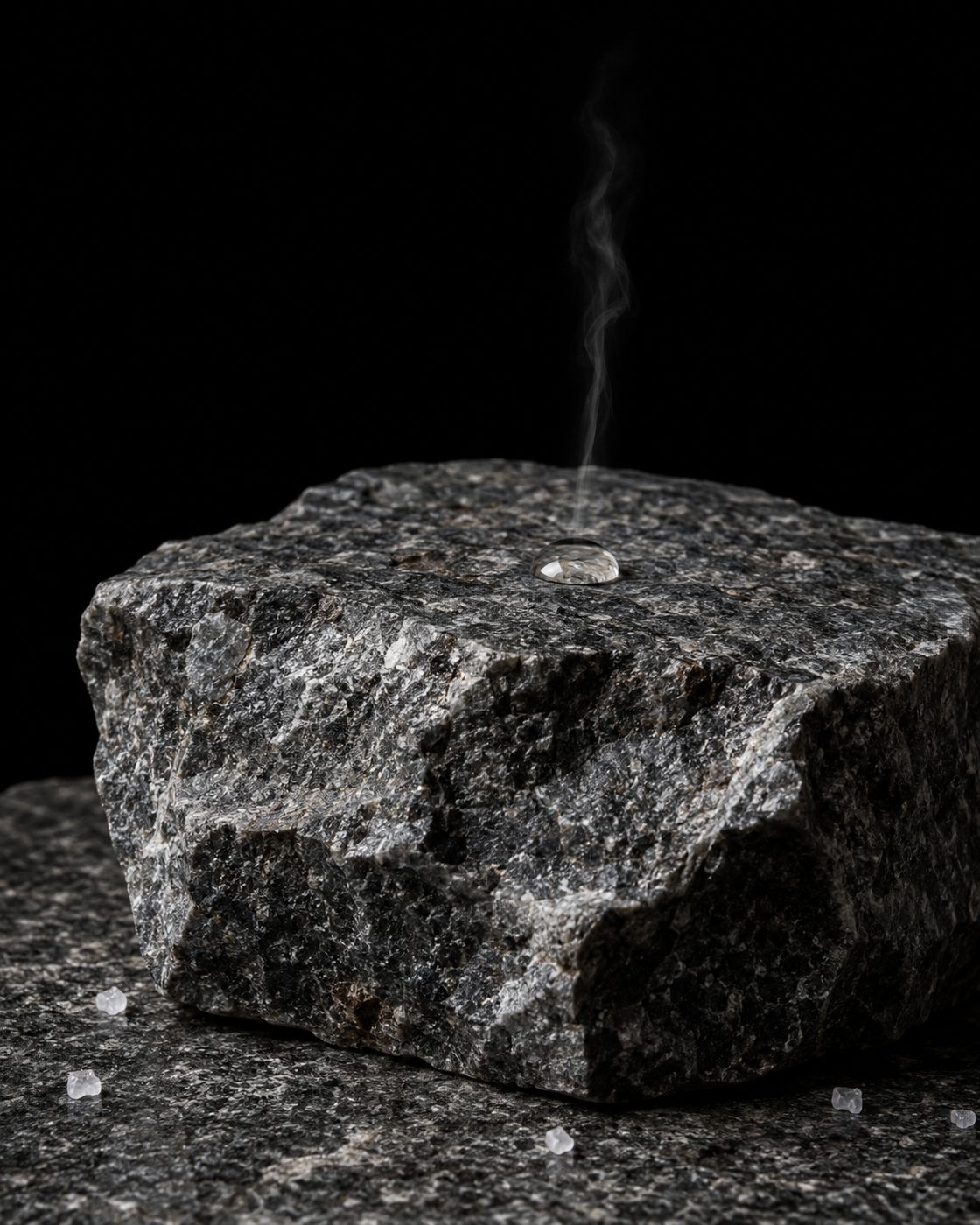 Bloco de granito de Trás-os-Montes com uma gota de água